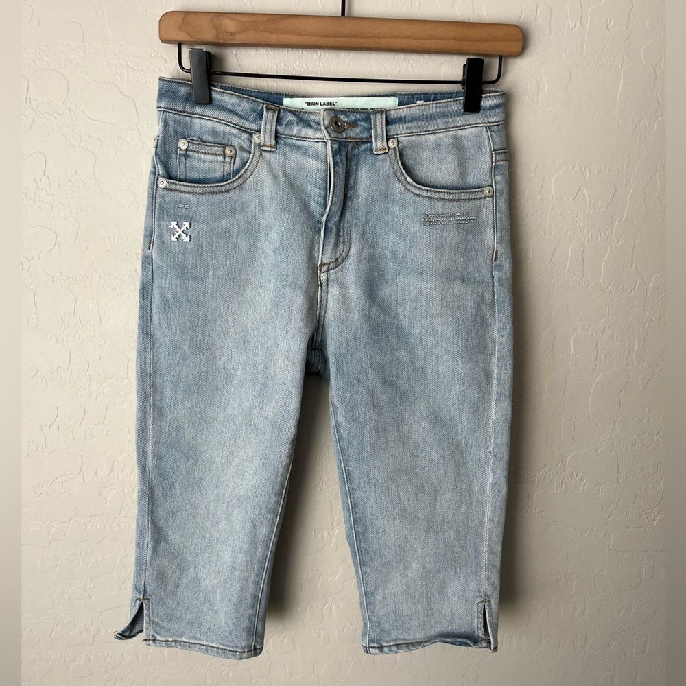 Off-White Denim Capri Cropped Denim Jeans Blue Size Small - Picture 4 of 15